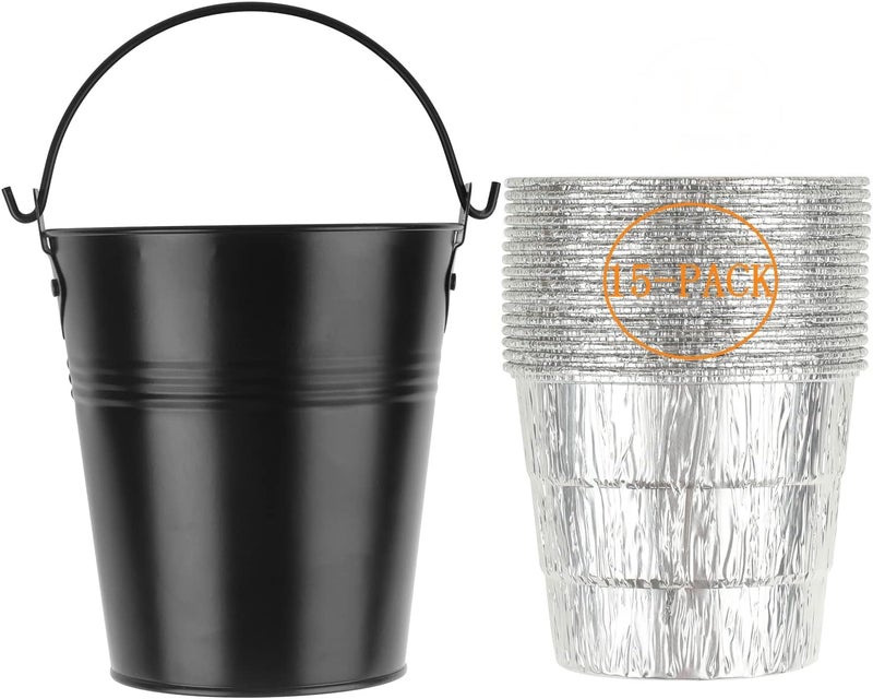 Firsgrill Grease Bucket & Liners Replacment Traeger Drips 20/22/34 Series, Pit Boss Z Grill, Green Mountain, etc Pellet Wood Grill Smoker Buckets (16, Bucket +Liners) - Image 1